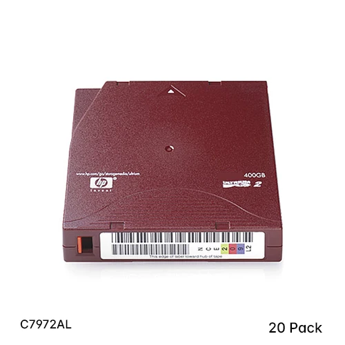 HPE C7972AL LTO-2 Ultrium 400GB custom labeled red data cartridges 20-pack for enterprise backup archival and tape libraries