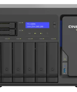 QNAP TS-h886-D1602-8G 8-Bay Enterprise NAS Storage Server with Xeon processor, ECC memory, NVMe slots, and 2.5GbE networking