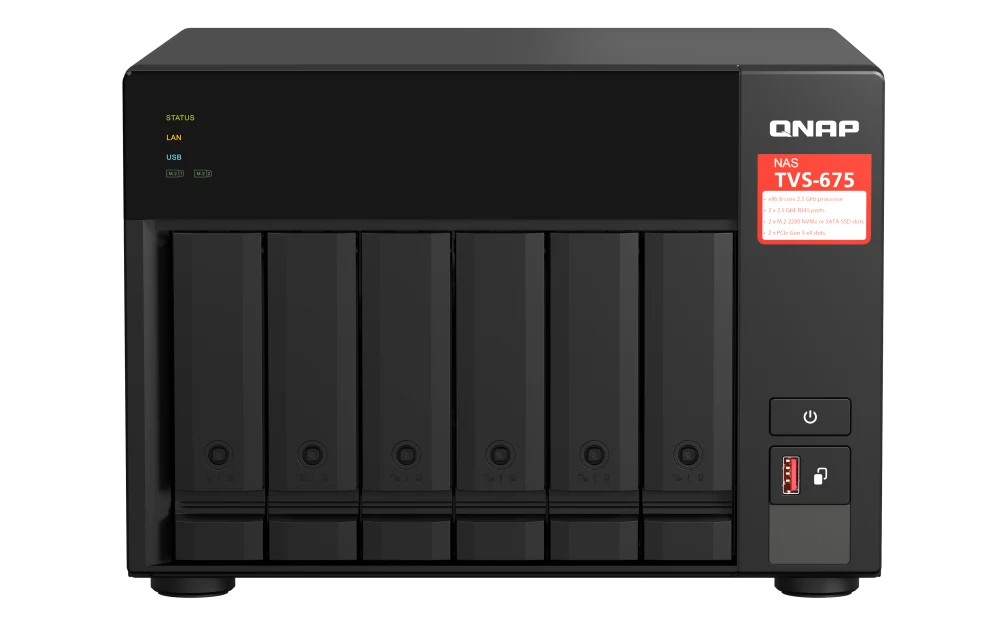 QNAP TVS-675-8G 6-Bay Desktop Network Attached Storage - Image 2