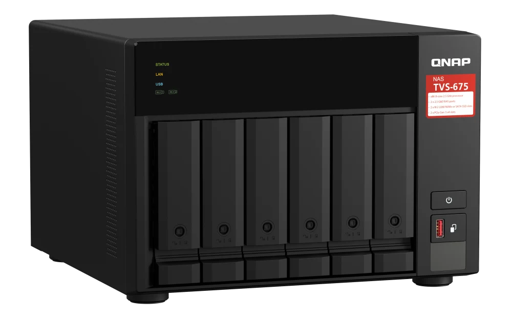 QNAP TVS-675-8G 6-Bay Desktop Network Attached Storage - Image 4