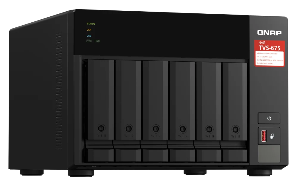 QNAP TVS-675-8G 6-Bay Desktop Network Attached Storage - Image 3