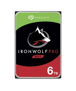 Seagate IronWolf Pro 6TB NAS hard drive 3.5 inch SATA drive shown from top angle displaying label and connector ports