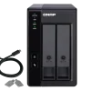 QNAP TR-002 2-bay desktop NAS expansion enclosure front view showing drive bays and connector ports