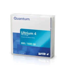 Quantum MR-L4MQN-01 LTO Ultrium 4 data cartridge shown displaying blue casing and label design for tape backup