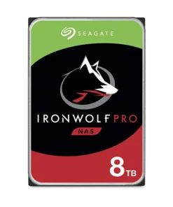 Seagate IronWolf Pro 8TB NAS hard drive 3.5 inch SATA drive shown from top angle displaying label and connector ports