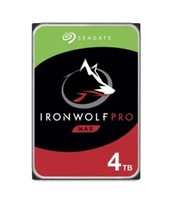 Seagate IronWolf Pro 4TB NAS hard drive 3.5 inch SATA drive shown from top angle displaying label and connector ports
