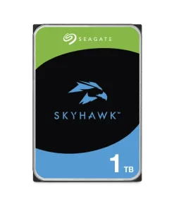 Seagate SkyHawk 1TB Surveillance HDD 3.5 inch SATA hard drive shown from top angle displaying label and connector ports