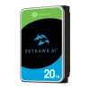 Seagate SkyHawk AI 20TB Surveillance HDD 3.5 inch SATA hard drive shown from top angle displaying label and connector ports