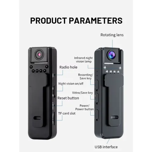 A8 1080P Compact Body Camera with Video Recording - Image 2
