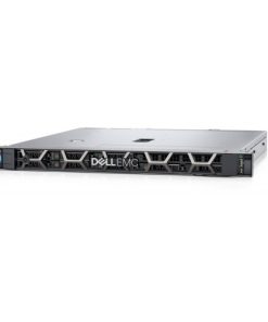 Dell PowerEdge R350 1U rack server front view showing hot-plug drive bays, chassis design, and sliding rail mounting bracket