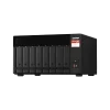 QNAP TS-873A-8G 8-bay NAS storage system front view showing drive bays, LED indicators, and tower desktop design