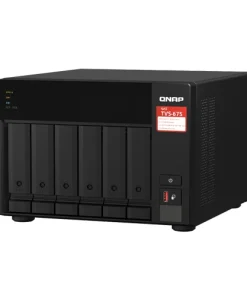 QNAP TVS-675-8G 6-Bay NAS Storage Server with 8-core processor, 8GB DDR4 memory, M.2 slots, and 2.5GbE networking