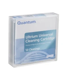 Quantum MR-LUCQN-01 Universal LTO cleaning cartridge shown displaying casing and label design for tape drive maintenance