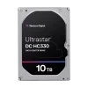 WD Ultrastar DC HC330 10TB data center hard drive 3.5 inch SATA drive shown from top angle displaying label and connector ports