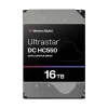 WD Ultrastar DC HC550 16TB SAS data center hard drive 3.5 inch drive shown from top angle displaying label and connector ports