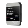WD Ultrastar DC HC560 20TB data center hard drive 3.5 inch SATA drive shown from top angle displaying label and connector ports